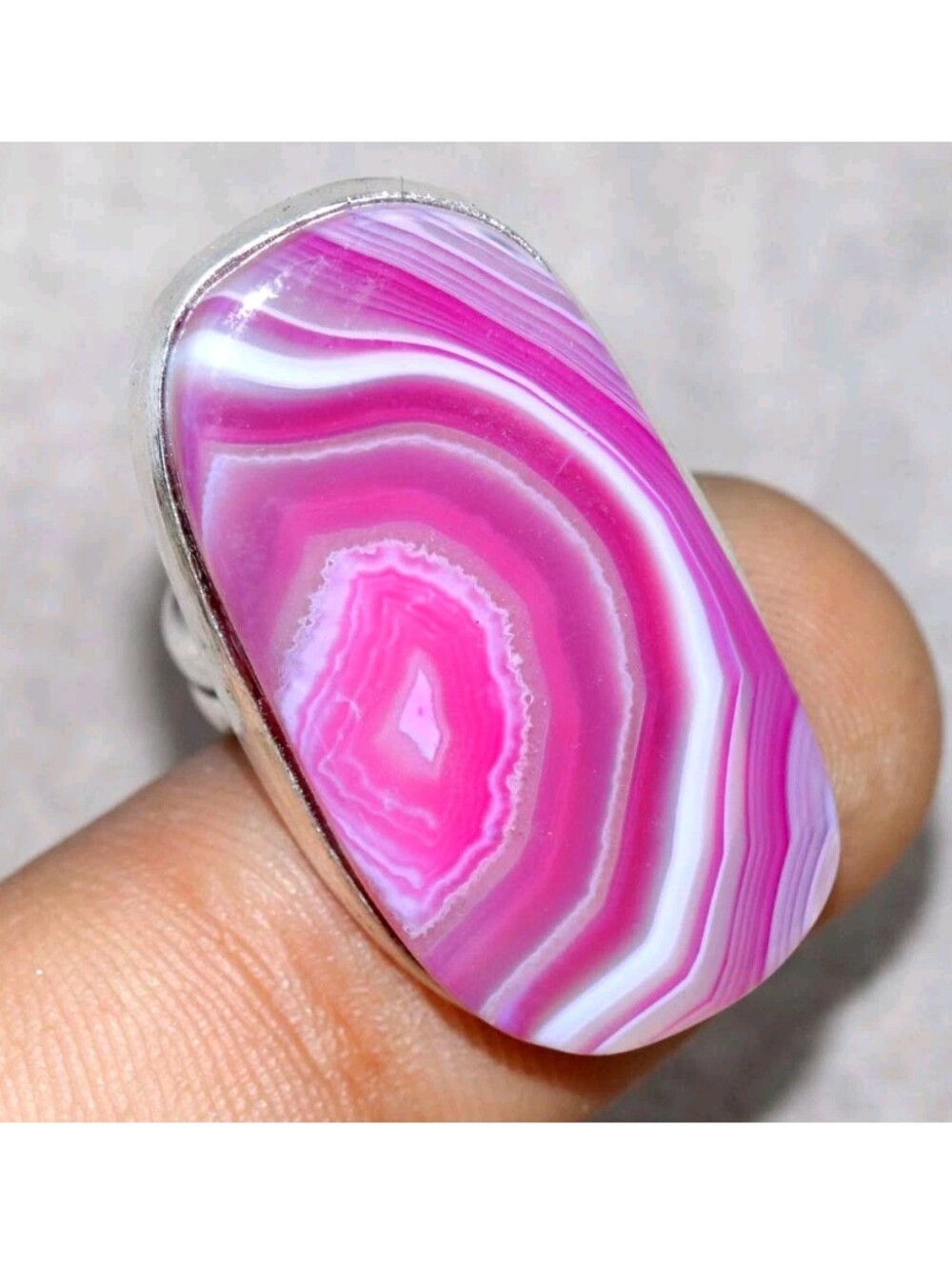 Pink Botswana Agate Gemstone Jewelry 925 Sterling Silver Handmade Ring